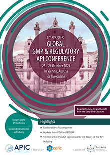 27th APIC/CEFIC Global GMP & Regulatory API Conference - in Vienna or online