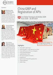 China GMP and Registration for APIs - Live Online Training